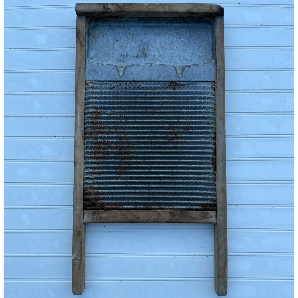 Vintage National Washboard Co No 194 Soap Saver Wood Metal Washboard 24in